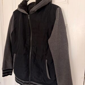 Sonoma Black and Gray Hooded Jacket